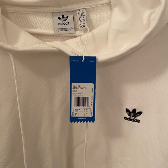 White Adidas cropped hoodie size XL - Picture 8 of 11